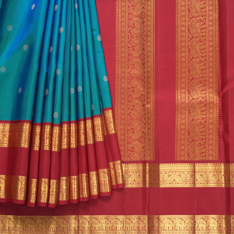 Hayagrivas Handloom Mayilkazhuthu Kanjivaram Silk Saree with Ganga Jamuna Border SSCBF108G15-5