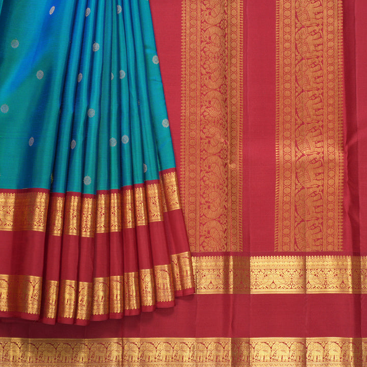 Hayagrivas Handloom Mayilkazhuthu Kanjivaram Silk Saree with Ganga Jamuna Border SSCBF108G15-5