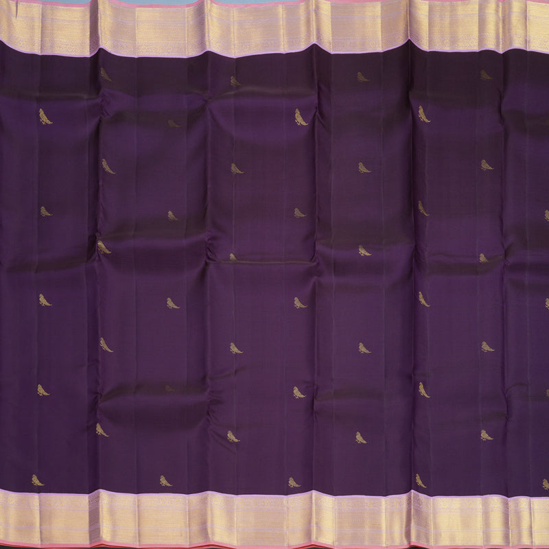 Hayagrivas Handloom Purple Kanjivaram Silk Saree with Lilac Border SSCBF108G16-1