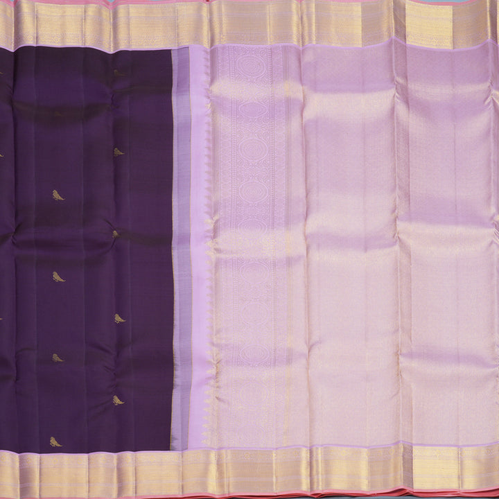 Hayagrivas Handloom Purple Kanjivaram Silk Saree with Lilac Border SSCBF108G16-1