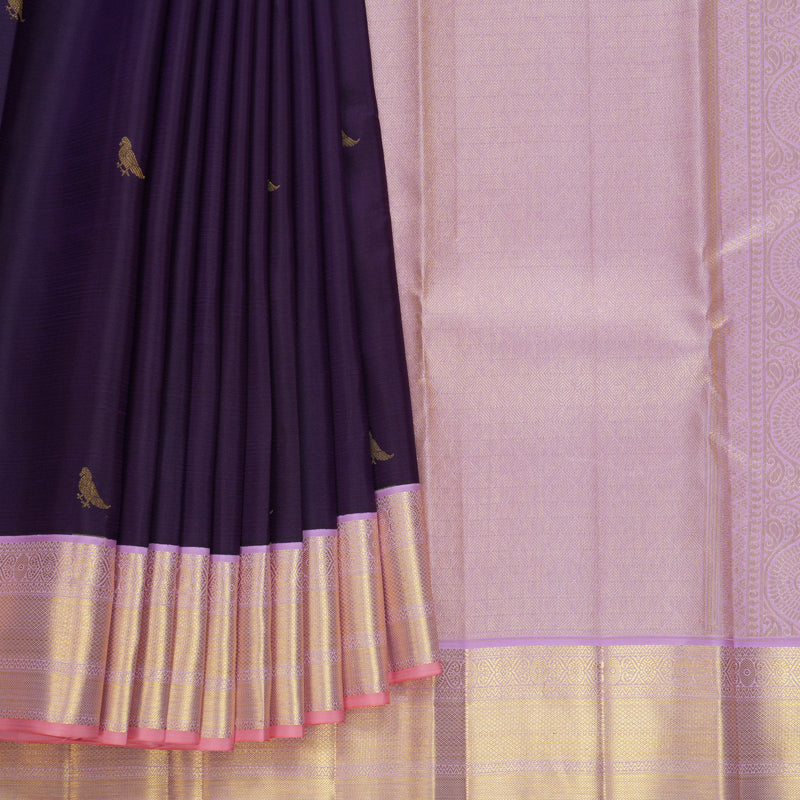 Hayagrivas Handloom Purple Kanjivaram Silk Saree with Lilac Border SSCBF108G16-1