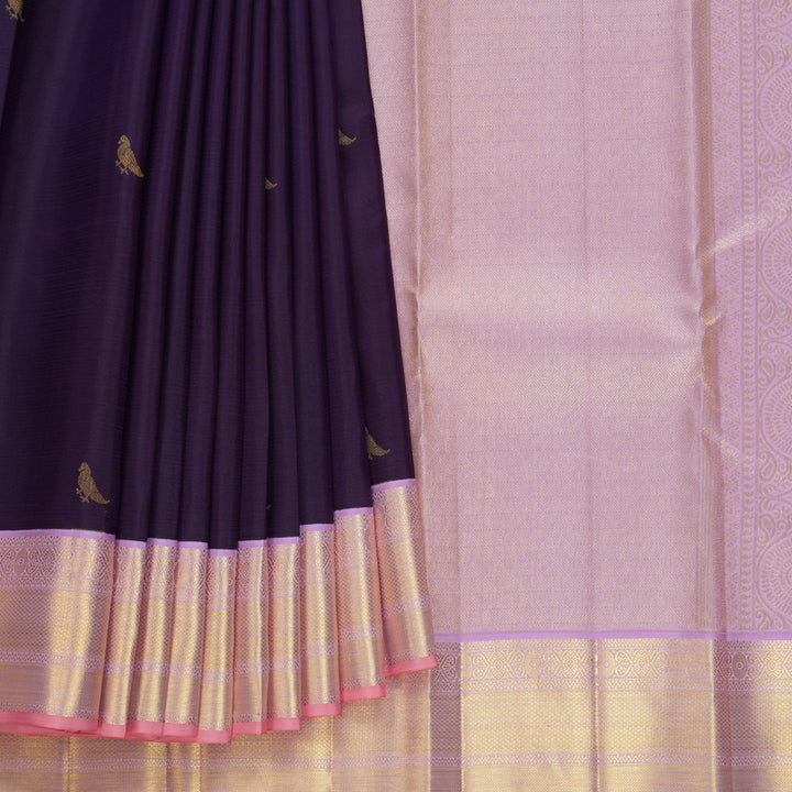 Hayagrivas Handloom Purple Kanjivaram Silk Saree with Lilac Border SSCBF108G16-1