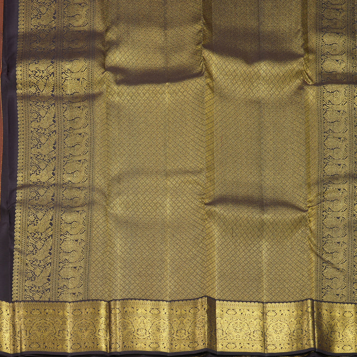 Hayagrivas Handloom Orange Kanjivaram Silk Saree with Kanchana Brown Border SSCBF108G16-5