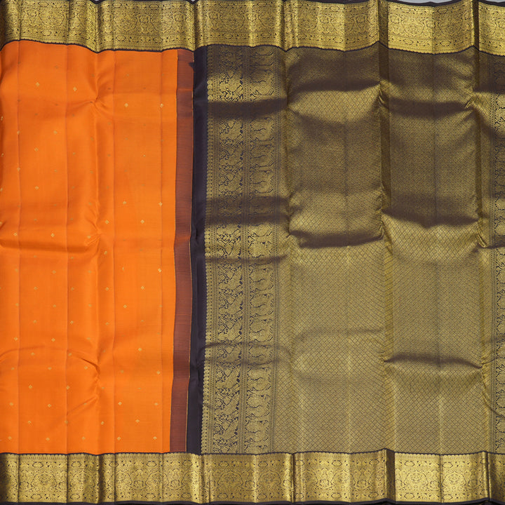 Hayagrivas Handloom Orange Kanjivaram Silk Saree with Kanchana Brown Border SSCBF108G16-5