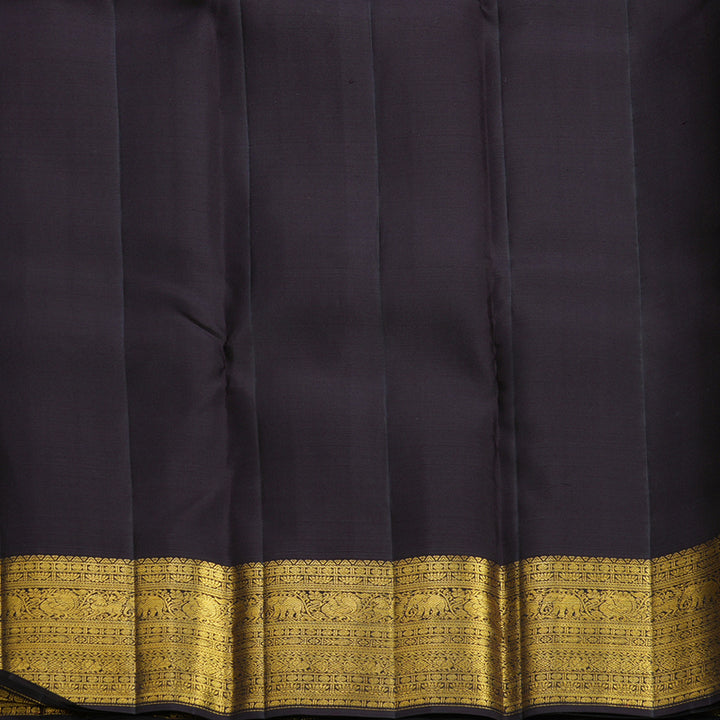Hayagrivas Handloom Sampanga Yellow Kanjivaram Silk Saree with Deep Jamun Border SSCBF108G19-1