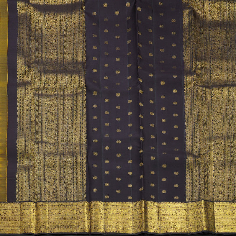 Hayagrivas Handloom Sampanga Yellow Kanjivaram Silk Saree with Deep Jamun Border SSCBF108G19-1