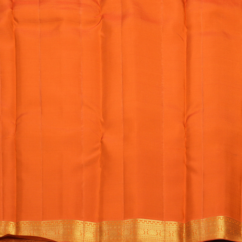 Hayagrivas Handloom Greige Kanjivaram Silk Saree with Orange Border SSCBF108G2-1
