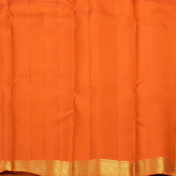 Hayagrivas Handloom Greige Kanjivaram Silk Saree with Orange Border SSCBF108G2-1