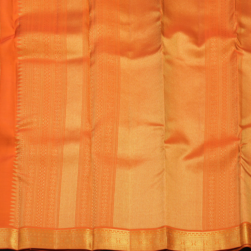 Hayagrivas Handloom Greige Kanjivaram Silk Saree with Orange Border SSCBF108G2-1