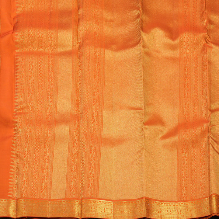 Hayagrivas Handloom Greige Kanjivaram Silk Saree with Orange Border SSCBF108G2-1