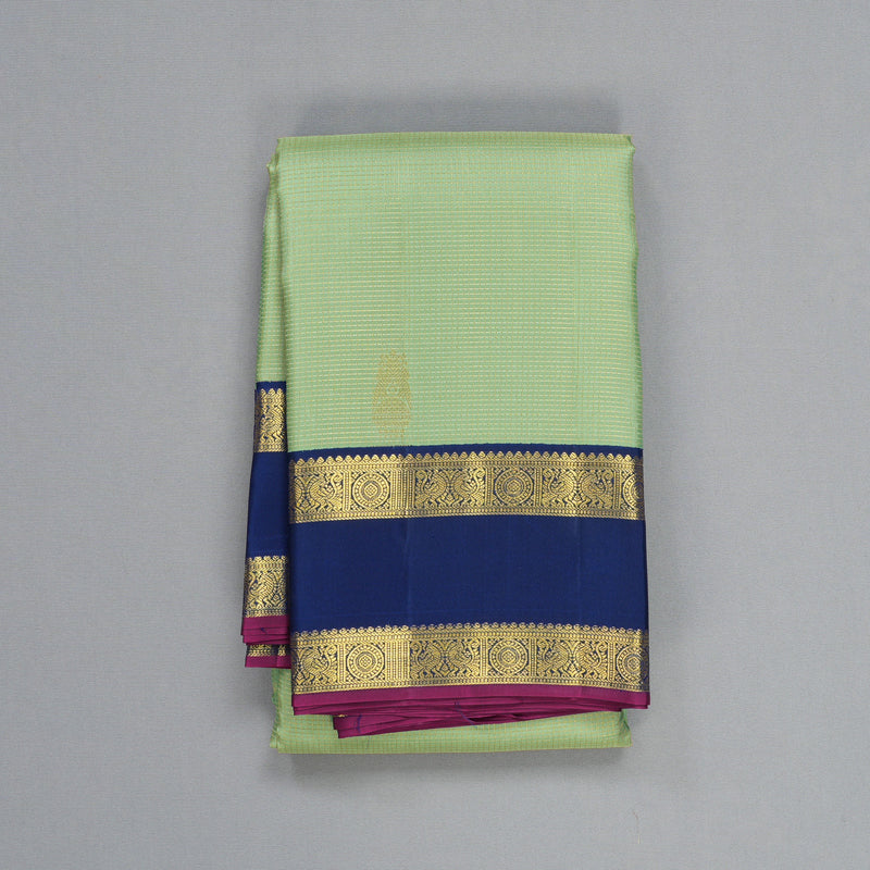 Hayagrivas Handloom Pista Green Kanjivaram Silk Saree with Navy Blue Border SSCBF108G4-2