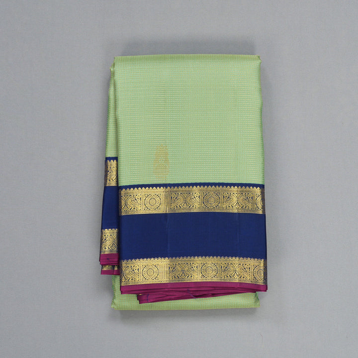 Hayagrivas Handloom Pista Green Kanjivaram Silk Saree with Navy Blue Border SSCBF108G4-2