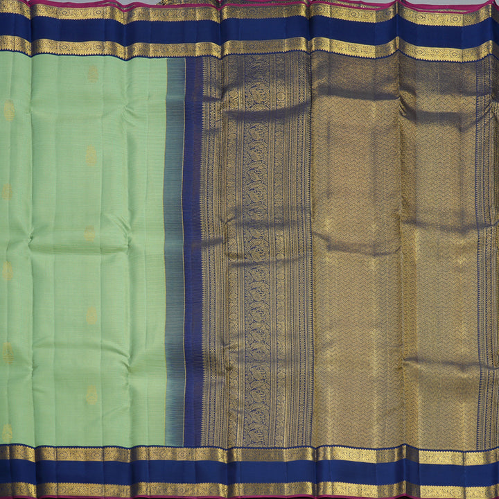 Hayagrivas Handloom Pista Green Kanjivaram Silk Saree with Navy Blue Border SSCBF108G4-2