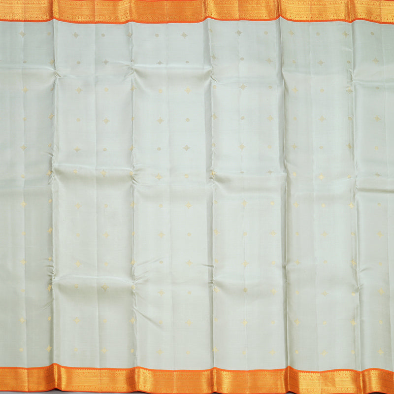 Hayagrivas Handloom Mild Pastel Green Kanjivaram Silk Saree with Orange Border SSCBF108G6-1