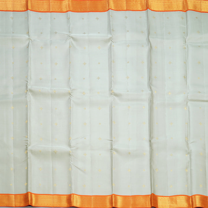 Hayagrivas Handloom Mild Pastel Green Kanjivaram Silk Saree with Orange Border SSCBF108G6-1