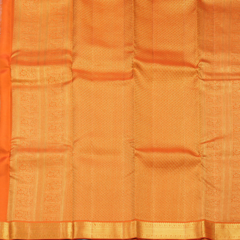 Hayagrivas Handloom Mild Pastel Green Kanjivaram Silk Saree with Orange Border SSCBF108G6-1