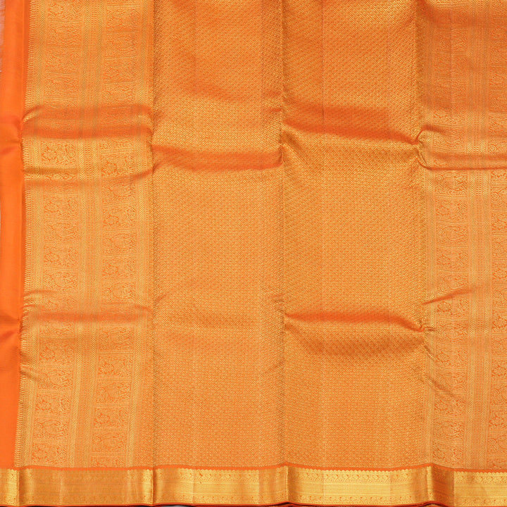 Hayagrivas Handloom Mild Pastel Green Kanjivaram Silk Saree with Orange Border SSCBF108G6-1