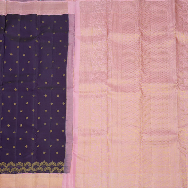 Hayagrivas Handloom Purple Kanjivaram Silk Saree with Baby Pink Border SSCBF108G7-1