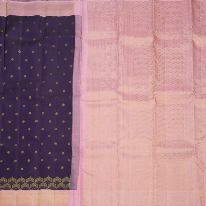Hayagrivas Handloom Purple Kanjivaram Silk Saree with Baby Pink Border SSCBF108G7-1