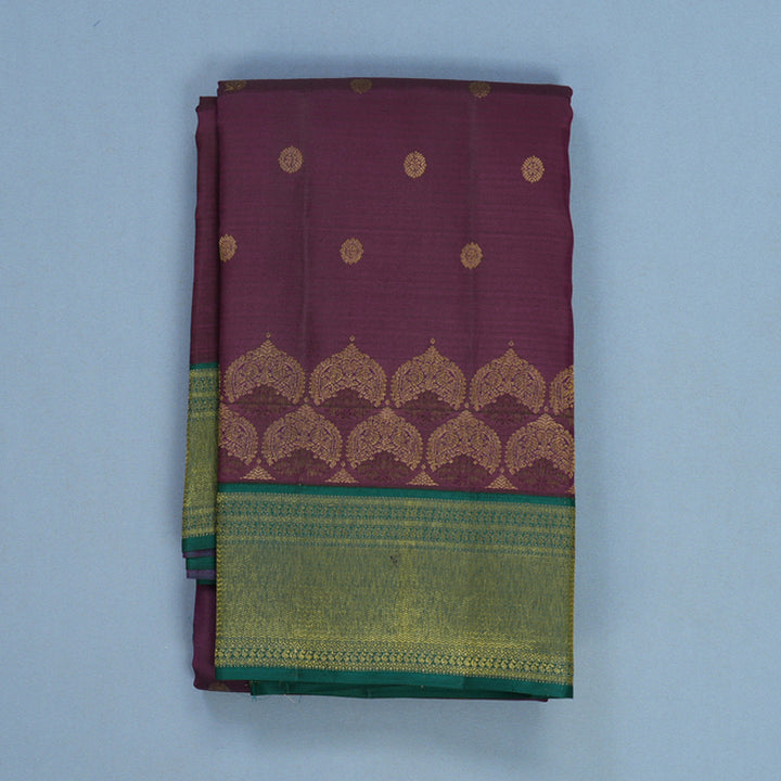 Hayagrivas Handloom Purple Kanjivaram Silk Saree with Dark Green Border SSCBF108G7-2