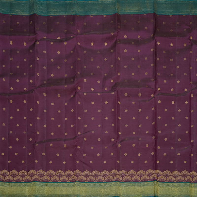 Hayagrivas Handloom Purple Kanjivaram Silk Saree with Dark Green Border SSCBF108G7-2