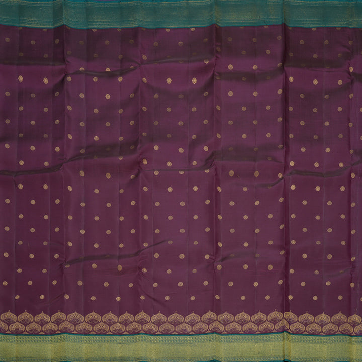 Hayagrivas Handloom Purple Kanjivaram Silk Saree with Dark Green Border SSCBF108G7-2