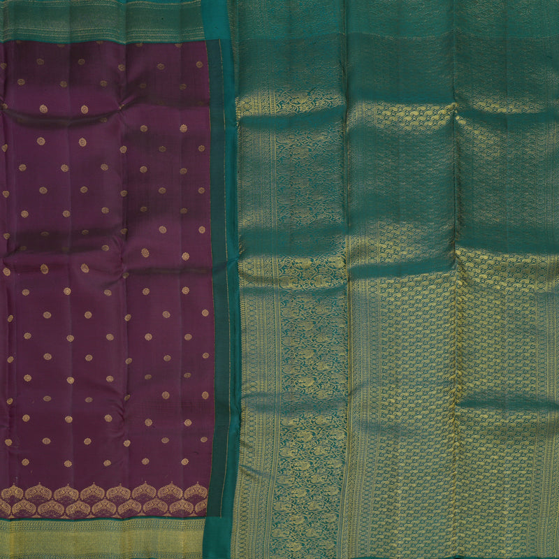 Hayagrivas Handloom Purple Kanjivaram Silk Saree with Dark Green Border SSCBF108G7-2