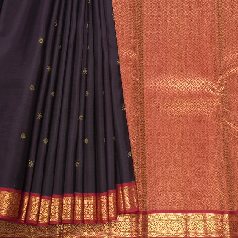 Hayagrivas Handloom Nagapazham Kanjivaram Silk Saree with Red Border SSCBF108G9-2