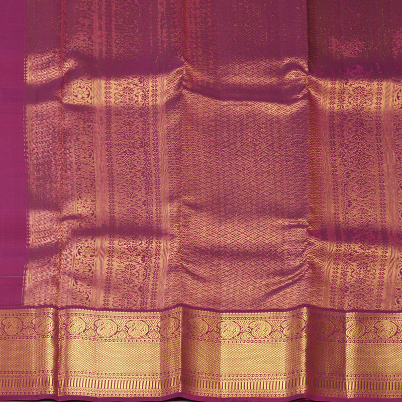 Hayagrivas Handloom Half-White Kanjivaram Silk Saree with Pinkish-Maroon Border SSCBF109G10-1