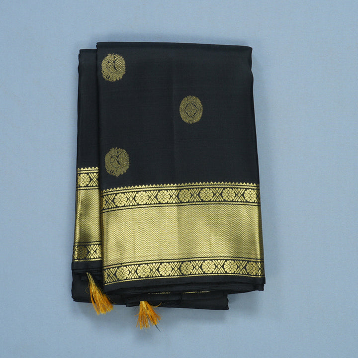 Hayagrivas Handloom Black Kanjivaram Silk Saree SSCBF109G12-1