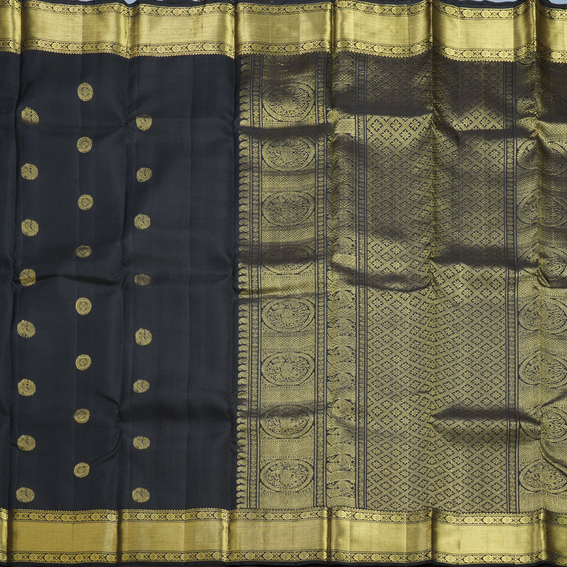 Hayagrivas Handloom Black Kanjivaram Silk Saree SSCBF109G12-1