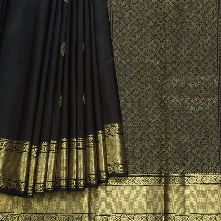 Hayagrivas Handloom Black Kanjivaram Silk Saree SSCBF109G12-1