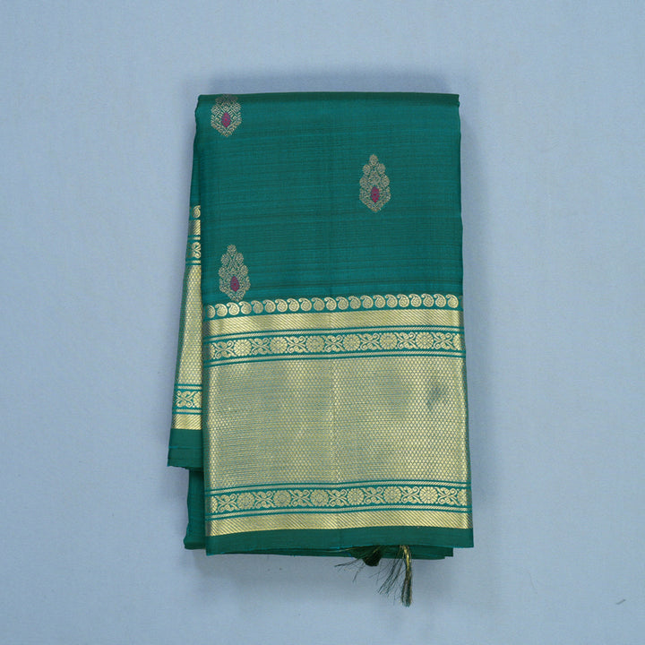 Hayagrivas Handloom Peacock Green Kanjivaram Silk Saree SSCBF109G14-1