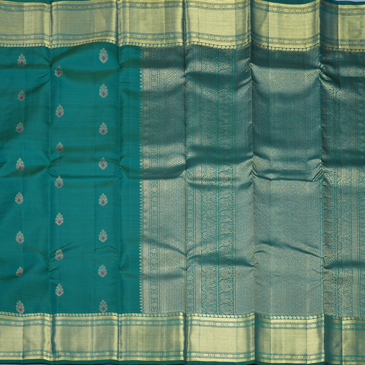Hayagrivas Handloom Peacock Green Kanjivaram Silk Saree SSCBF109G14-1