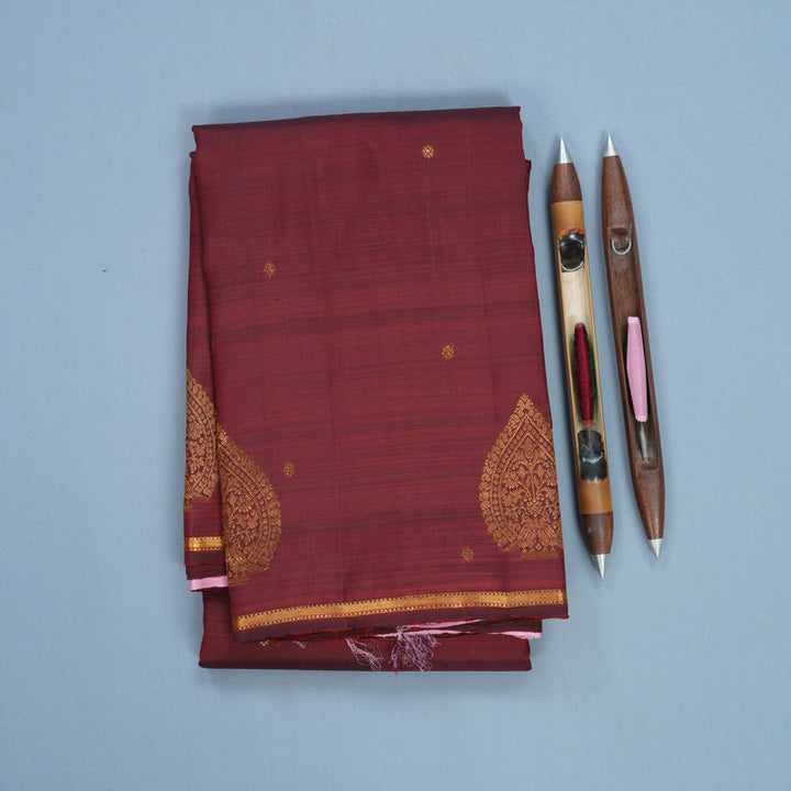 Hayagrivas Handloom Araku Maroon Kanjivaram Silk Saree SSCBF109G2-1