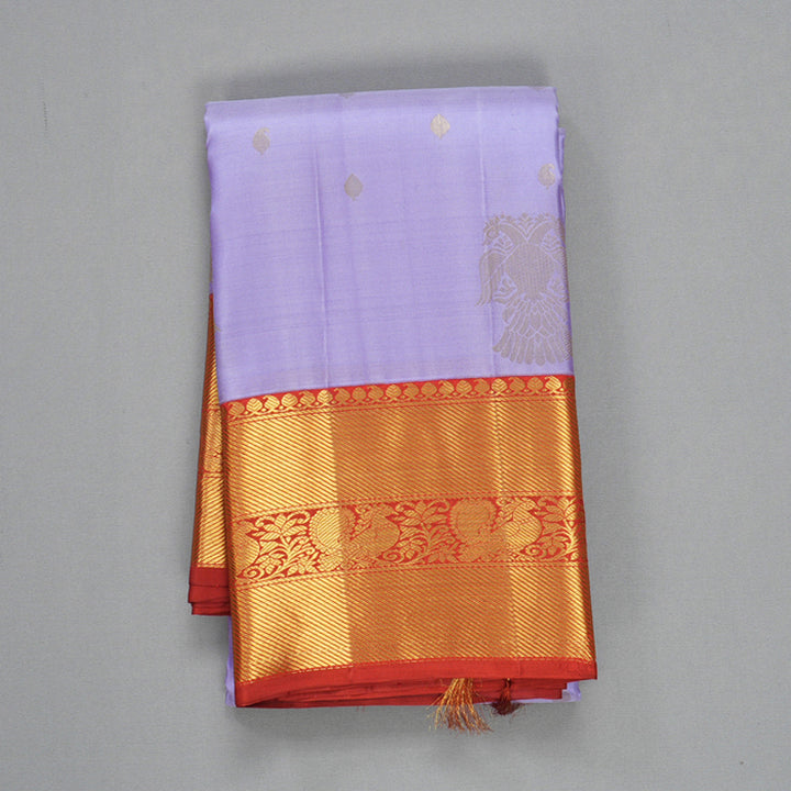 Hayagrivas Handloom Lavender Kanjivaram Silk Saree with Red Border SSCBF109G21-1