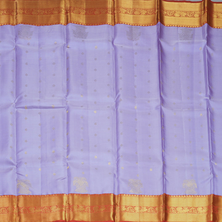 Hayagrivas Handloom Lavender Kanjivaram Silk Saree with Red Border SSCBF109G21-1