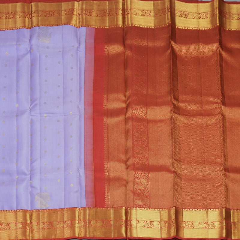 Hayagrivas Handloom Lavender Kanjivaram Silk Saree with Red Border SSCBF109G21-1