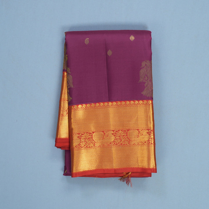 Hayagrivas Handloom Vadamalli Kanjivaram Silk Saree with Red Border SSCBF109G21-2