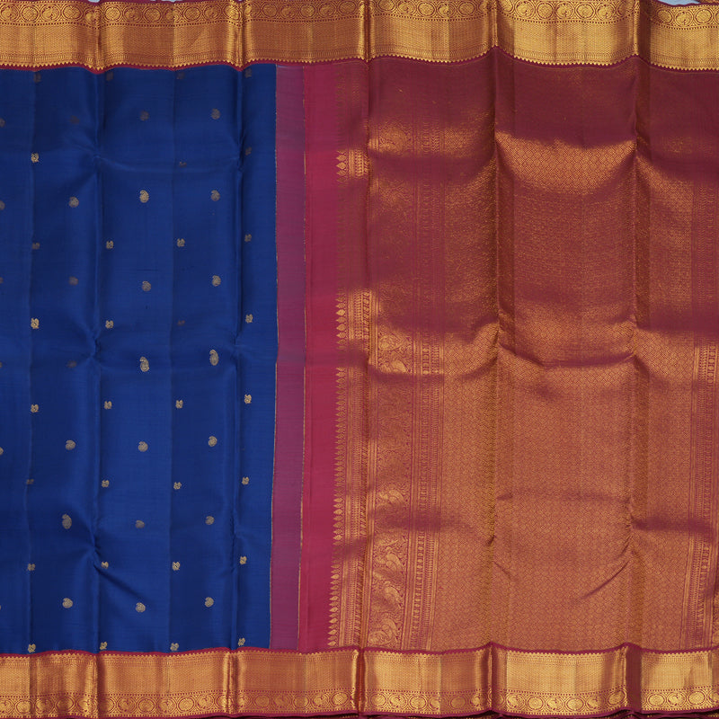 Hayagrivas Handloom MS Blue Kanjivaram Silk Saree with Maroon Border SSCBF109G23-1