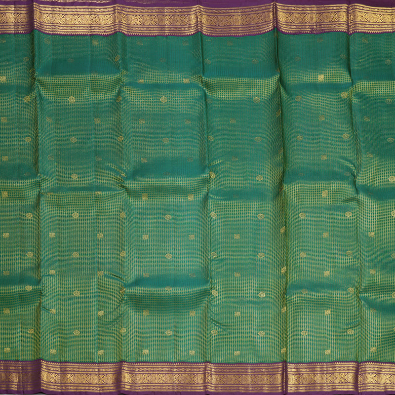Hayagrivas Handloom Dark Green Kanjivaram Silk Saree with Purple Border SSCBF109G24-1