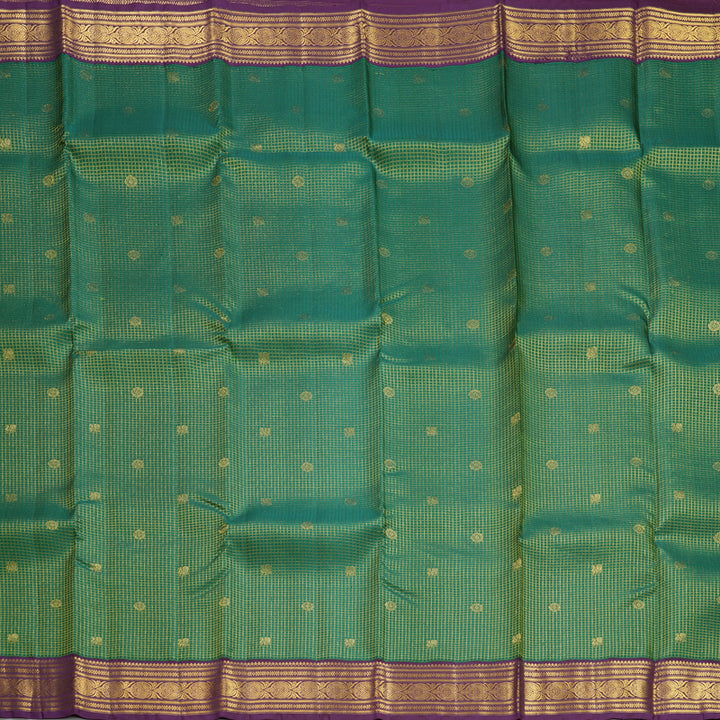 Hayagrivas Handloom Dark Green Kanjivaram Silk Saree with Purple Border SSCBF109G24-1