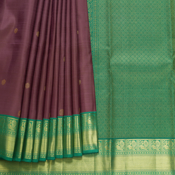 Hayagrivas Handloom Mauve Kanjivaram Silk Saree with Meenakshi Green Border SSCBF109G25-2