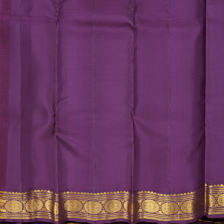 Hayagrivas Handloom Mustard Yellow Kanjivaram Silk Saree with Purple Border SSCBF109G26-1