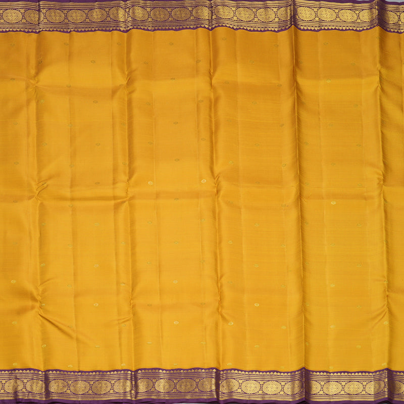 Hayagrivas Handloom Mustard Yellow Kanjivaram Silk Saree with Purple Border SSCBF109G26-1