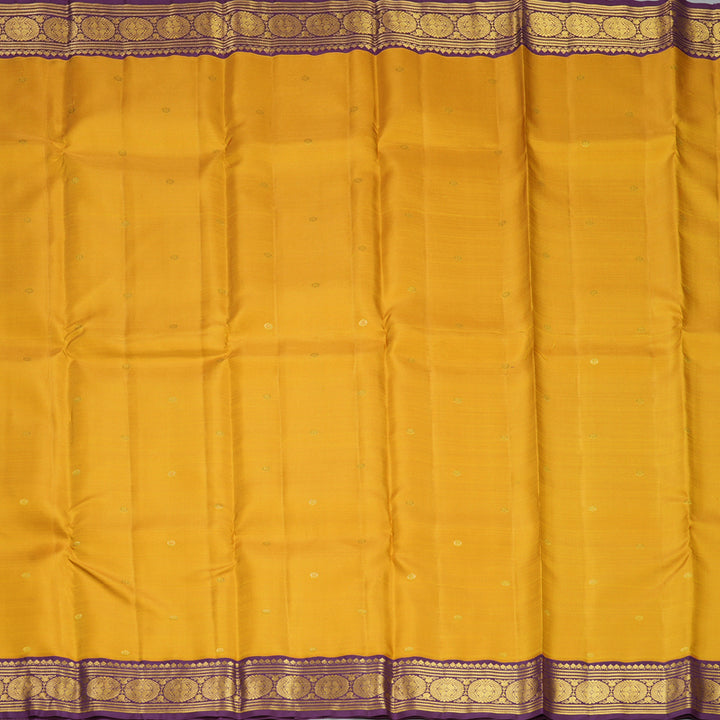 Hayagrivas Handloom Mustard Yellow Kanjivaram Silk Saree with Purple Border SSCBF109G26-1