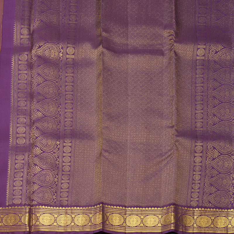Hayagrivas Handloom Mustard Yellow Kanjivaram Silk Saree with Purple Border SSCBF109G26-1