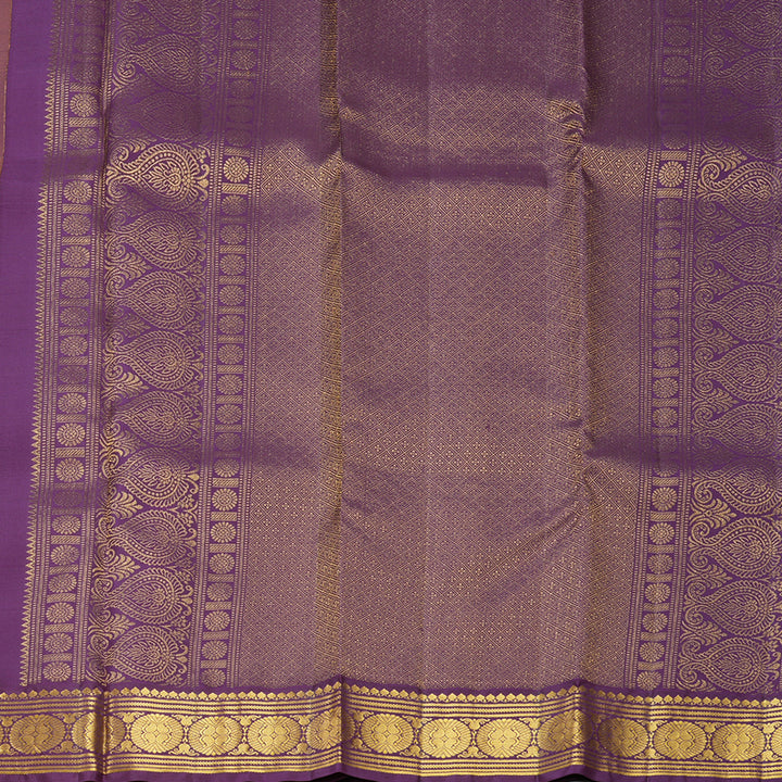 Hayagrivas Handloom Mustard Yellow Kanjivaram Silk Saree with Purple Border SSCBF109G26-1