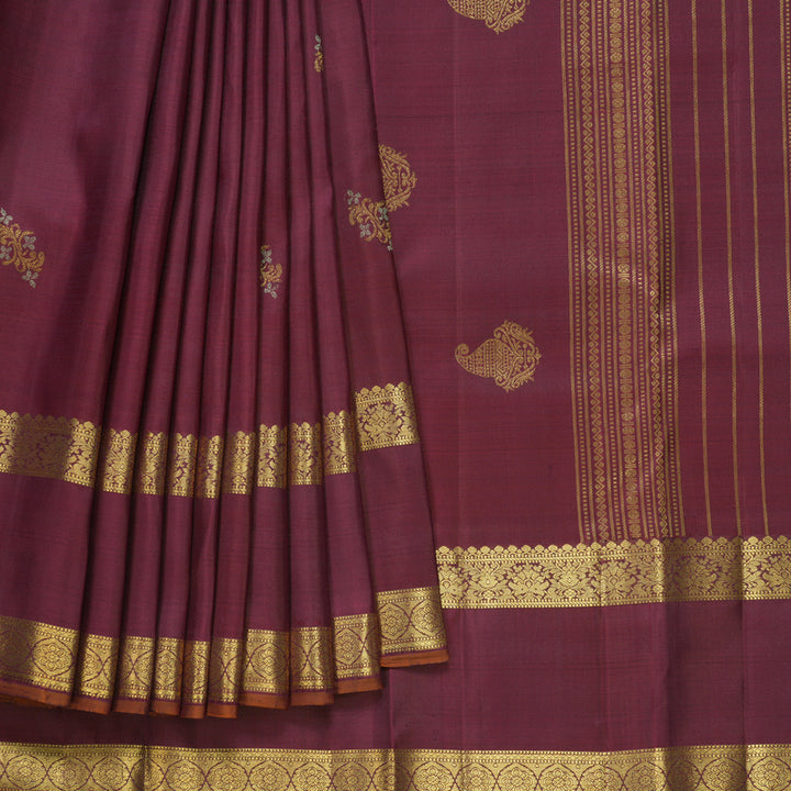 Hayagrivas Handloom Burgundy Kanjivaram Silk Saree SSCBF109G4-1