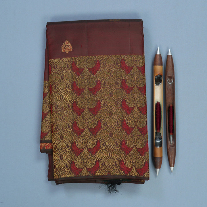 Hayagrivas Handloom Dark Maroon Kanjivaram Silk Saree SSCBF109G6-1
